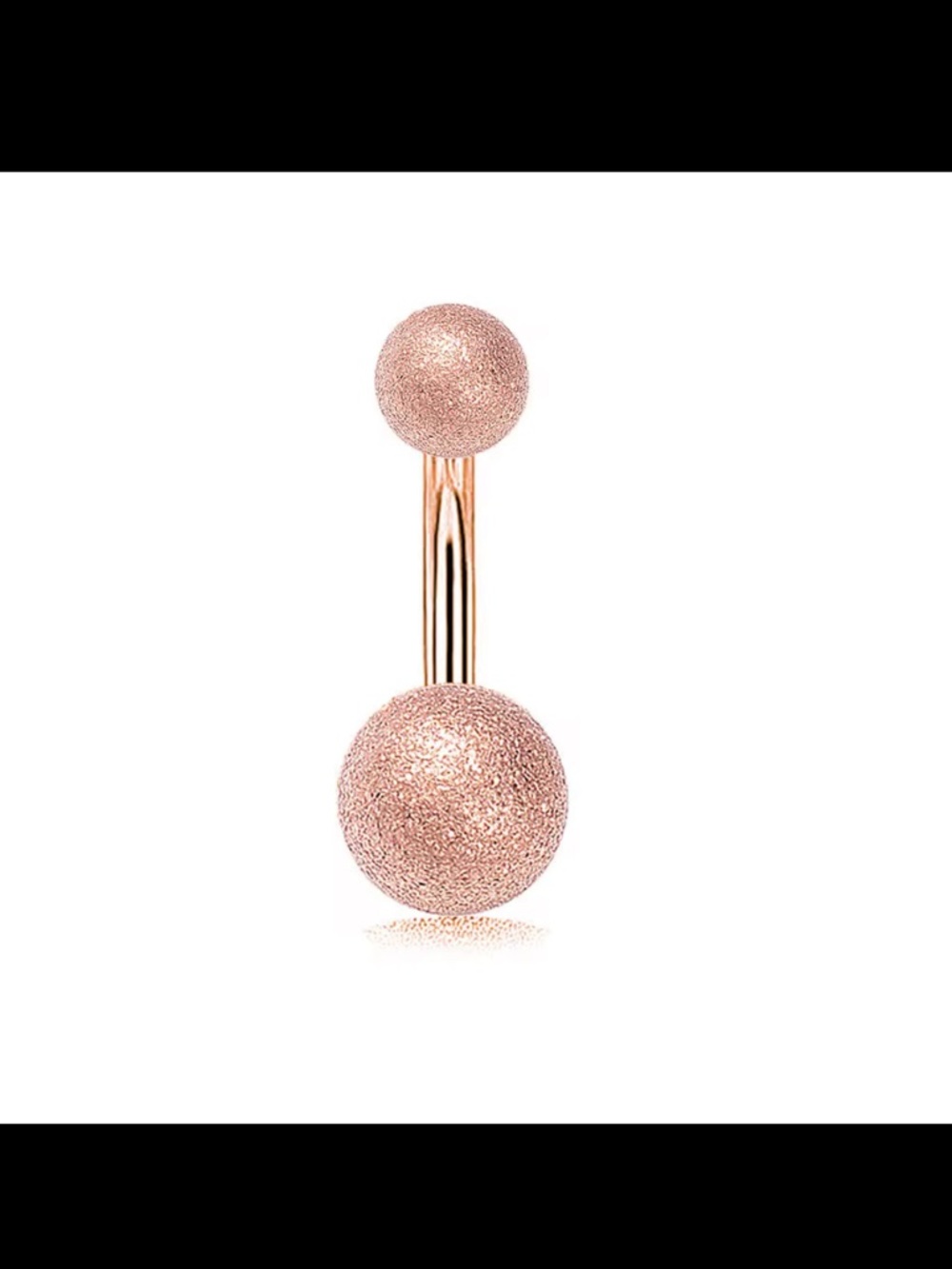 Frosted Sparkle Double Ball Belly Ring - ROSE GOLD Glitter